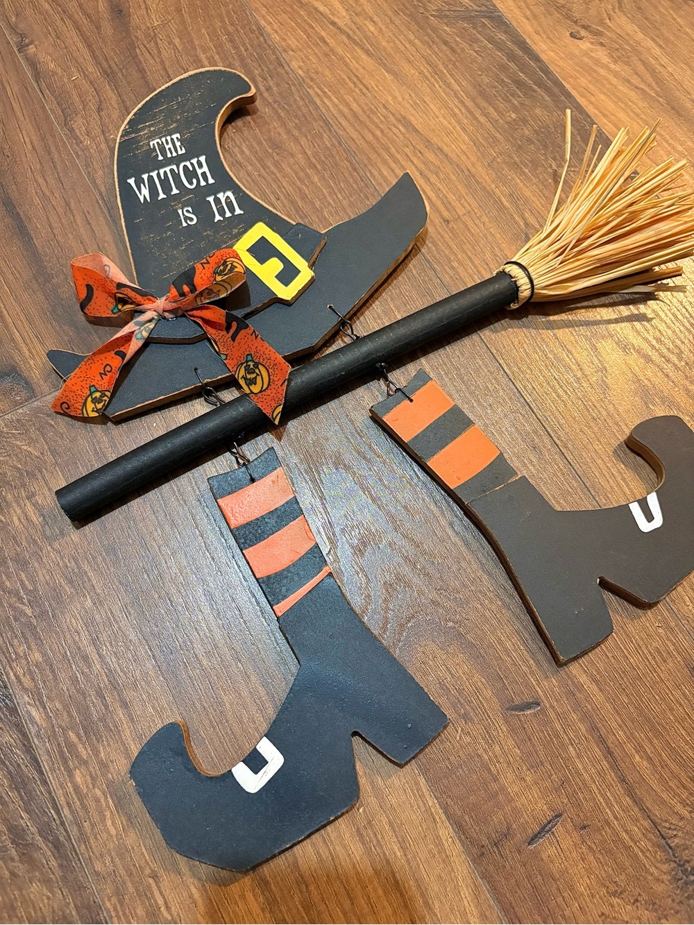 Witch Hat and Boots Wall Hanging - Black & Orange Kids Costume Decor